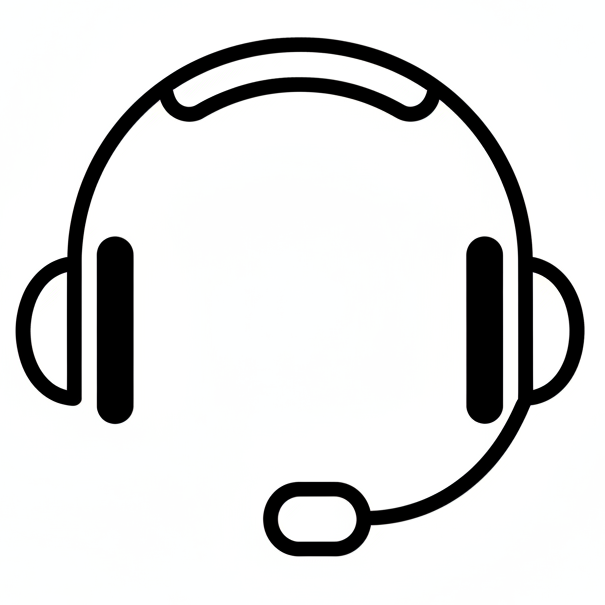 customer support icon (white and black, icon simple)